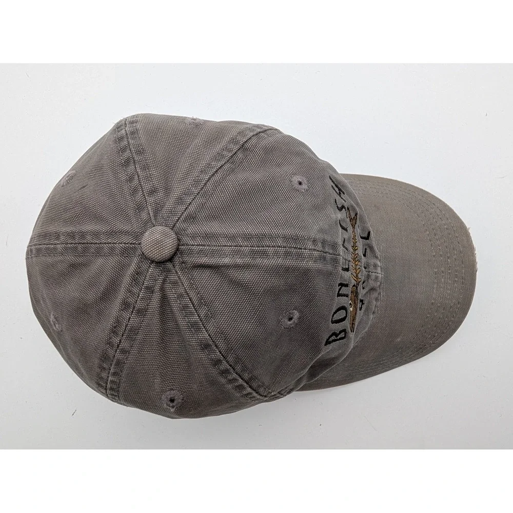 Carhartt Bonefish Grill Gray Canvas Baseball Cap Hat Adjustable Strap Distressed